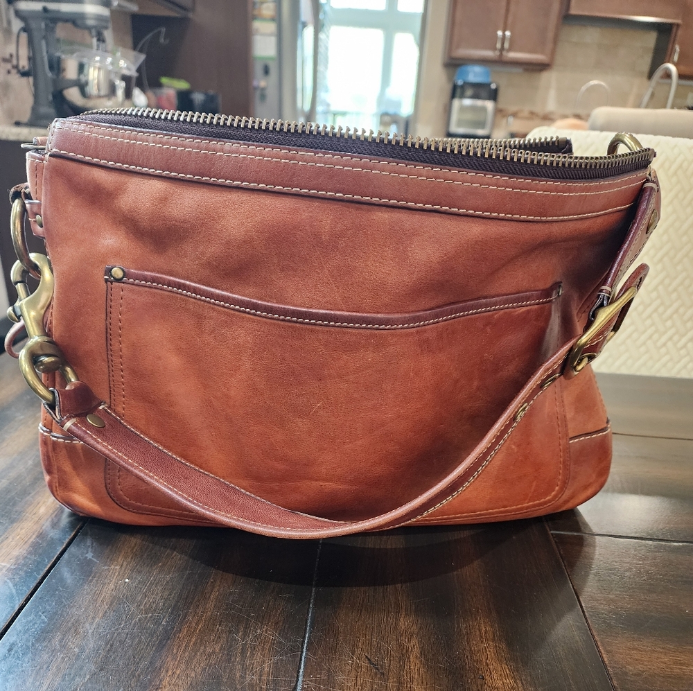 Coach Two-Tone Brown Leather Shoulder Bag - Picture 2 of 14